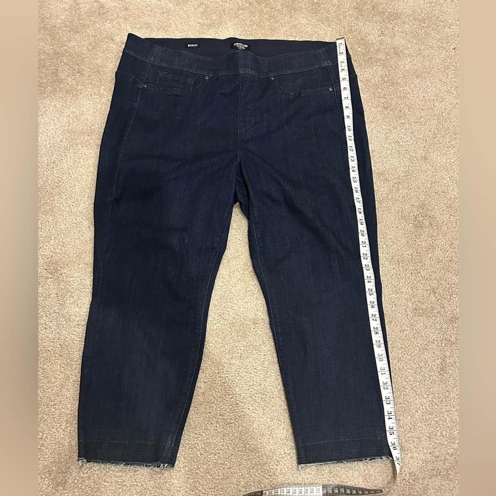 NYDJ Curves 360 Sculpt Dark Wash Ankle Cropped Jeans with Sporty Stripe Raw Hem